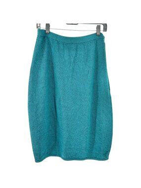 Knit Skirt Womens Size 12 Forest Green Pull-On Elastic Waist Made In USA Comfy